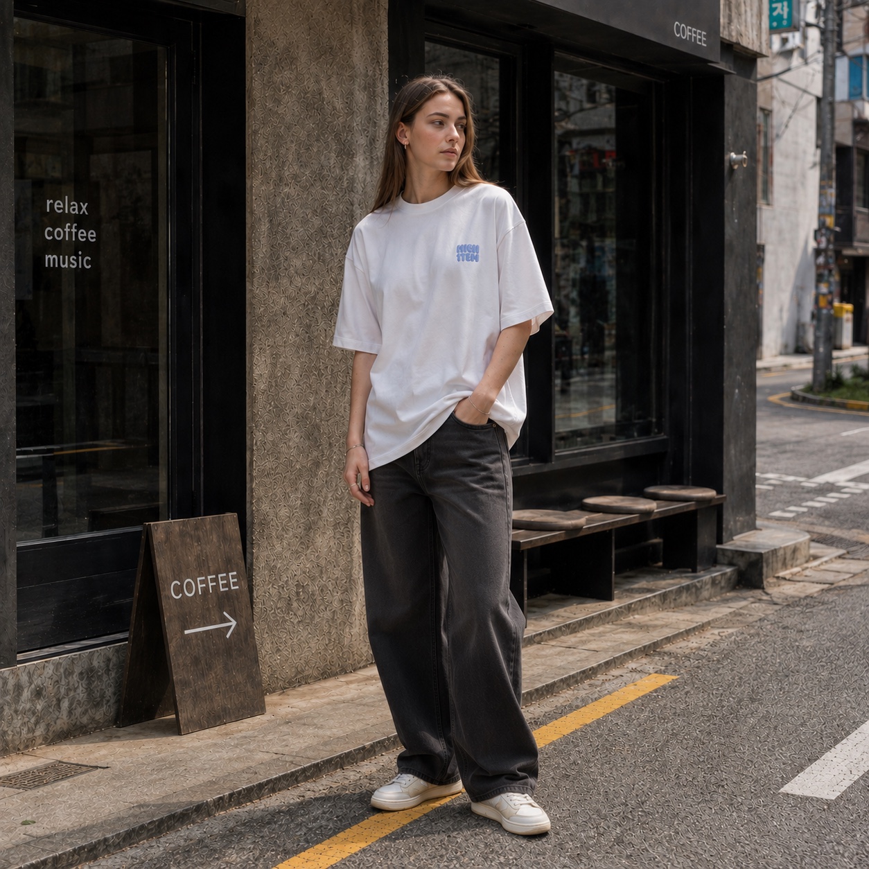 T-SHIRT H1, WHITE BLUE — 5